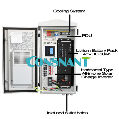 Sistema solar 50Hz 60Hz de UPS do armário exterior branco da fonte de alimentação IP55 da indústria